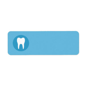 Étiquette Blanc dentaire de dent de dentiste bleu et blanc