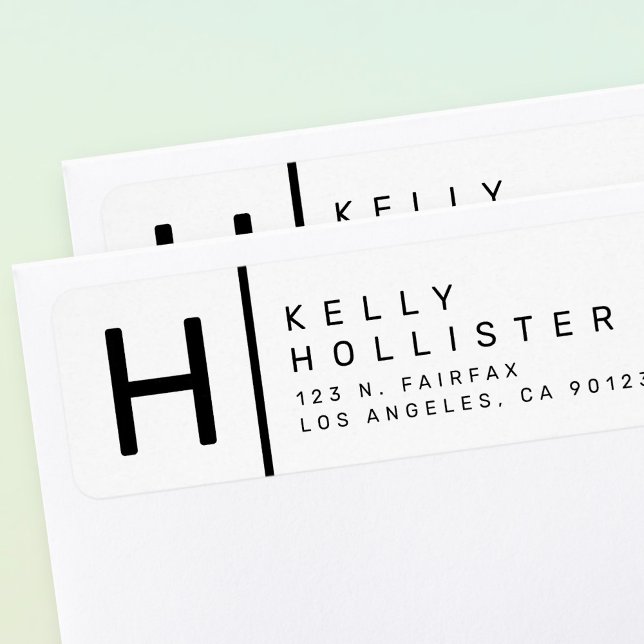 Étiquette Blanc et noir| Adresse de retour moderne (Créateur téléchargé)