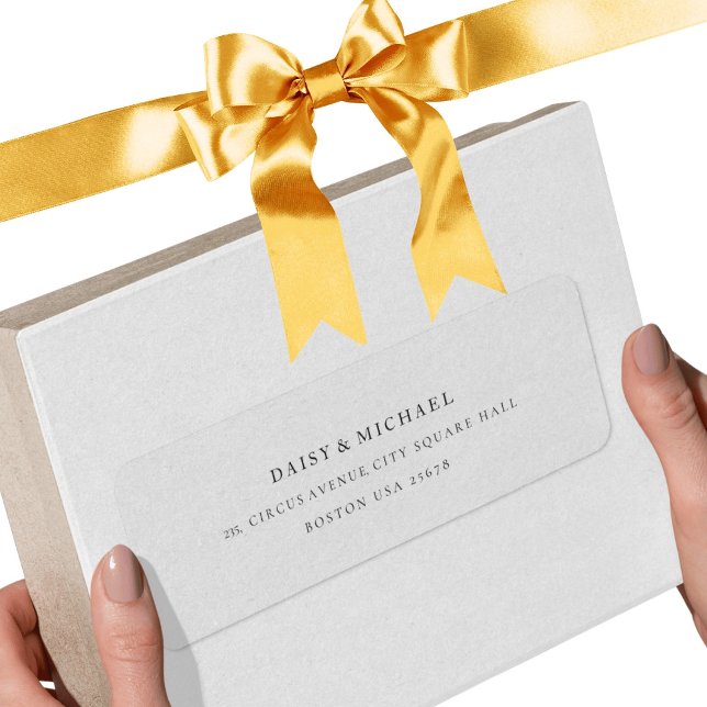 Étiquette Blanc et Noir Classic Moderne Adresse de retour L (Créateur téléchargé)