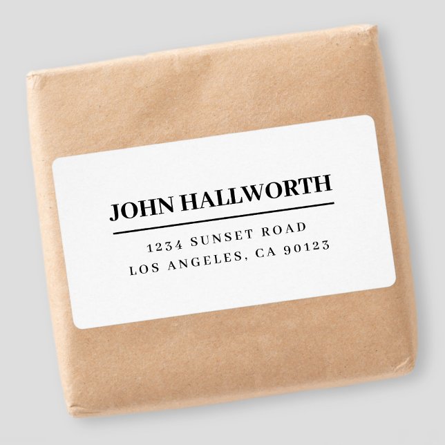 Étiquette Blanc Moderne & Noir (Créateur téléchargé)