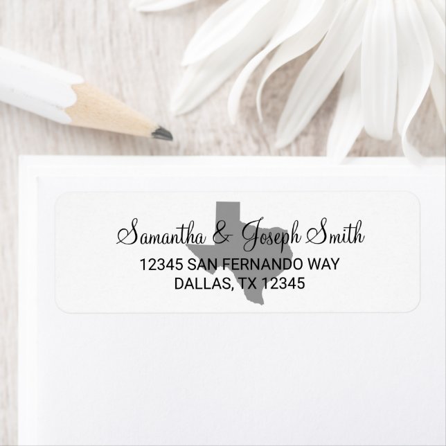 Étiquette Blanc noir et gris contemporain Texas (En situation)