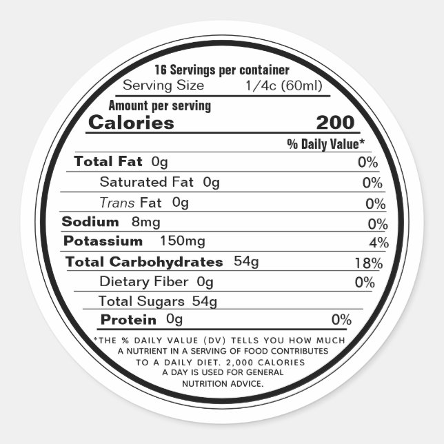 Étiquette blanc Sirop d'érable Nutrition 2020 (Devant)
