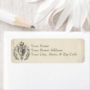 Étiquette Blason de Fantaisie Médiévale Noir Mariage