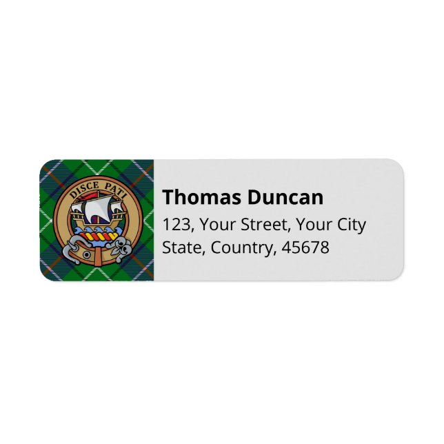 Étiquette Blason du clan Duncan sur tartan (Devant)
