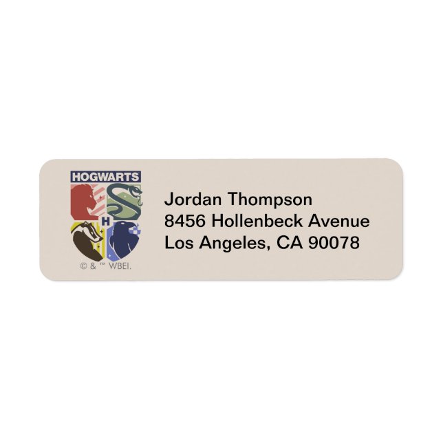 Étiquette Blason timbré vintage HOGWARTS™ (Devant)