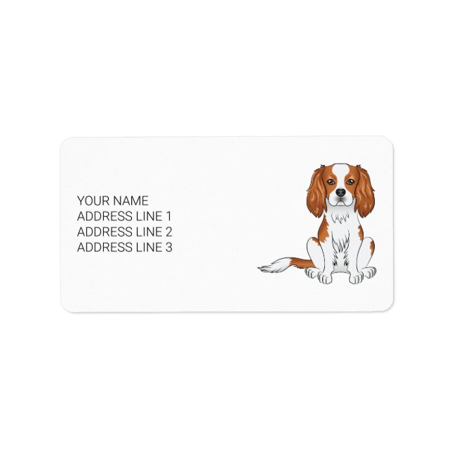 Étiquette Blenheim Cavalier King Charles Spaniel & Texte (Devant)