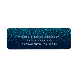 Étiquette Bleu Aqua Marine Paillettes Étincelles Moderne Soi