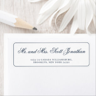Étiquette Bleu de marine classique Élégante calligraphie sim