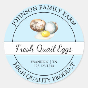 Étiquette bleu d'oeuf de caille frais de ferme