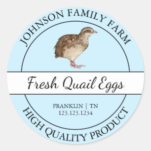 Étiquette bleu d'oeuf de caille frais de ferme