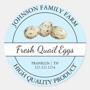 Étiquette bleu d'oeuf de caille frais de ferme