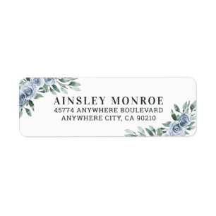 Étiquette Bleu Dusty Elegant Floral Boho Rose Rustique Maria