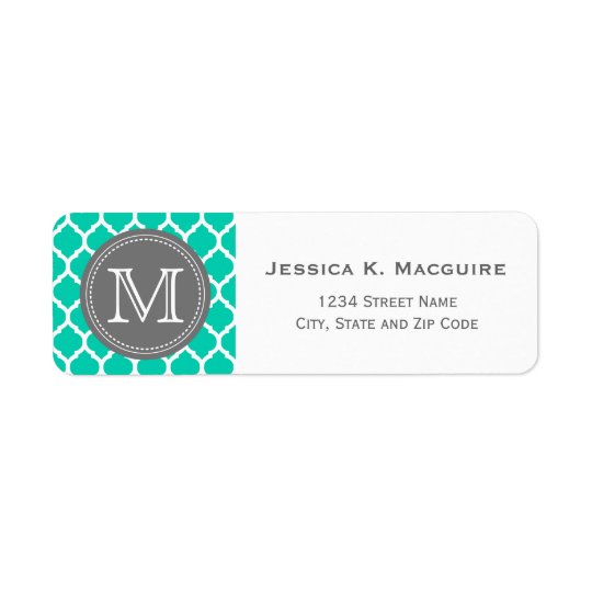 Étiquette Bleu et gris décorés d'un monogramme