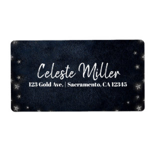 Étiquette Bleu Étoiles Argentées Fête Céleste du Ciel Étoilé