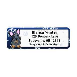 Étiquette Bleu Heeler de bande dessinée d'hiver