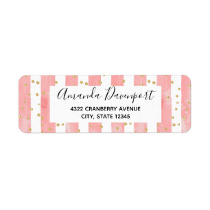 Étiquette Bleu rose Faux Gold Confetti