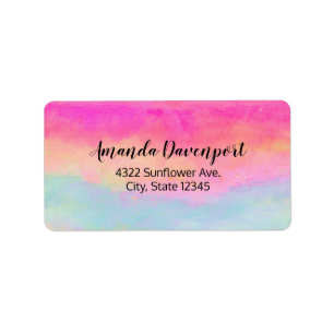 Étiquette Bleu rose Jaune arc-en-ciel Abstraites bandes