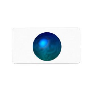 Étiquette Bleu vert boule graphique reflet métal