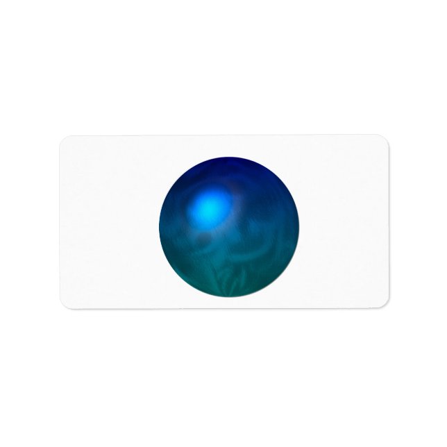 Étiquette Bleu vert boule graphique reflet métal (Devant)