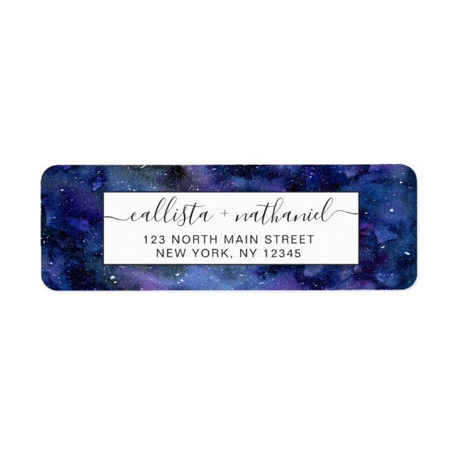 Étiquette Bleu violet majestueux étoile Nebula Aquarelle (Devant)