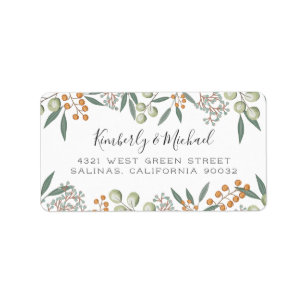 Étiquette Blissful Bounty Botanty Mariage Adresse de retour