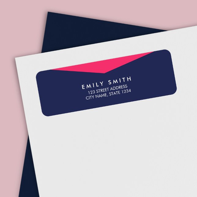 Étiquette Bloc de couleur gras moderne bleu et rose Adresse (Créateur téléchargé)