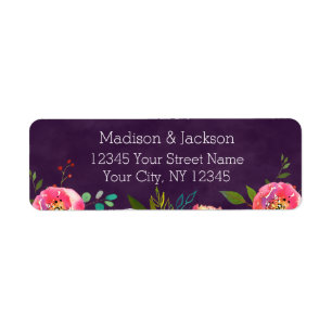 Étiquette Blooming Chic Floral Mariage Couple Adresse de ret