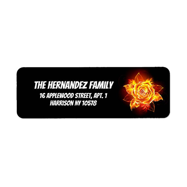 Étiquette Blooming Fire Rose (Devant)