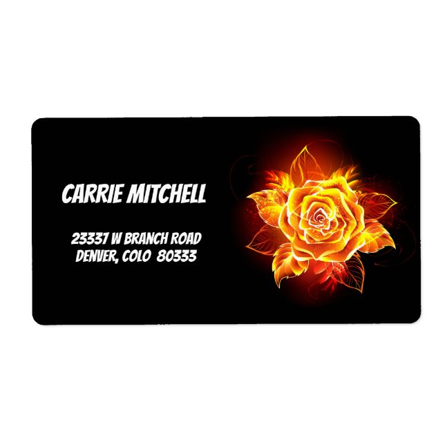 Étiquette Blooming Fire Rose (Devant)