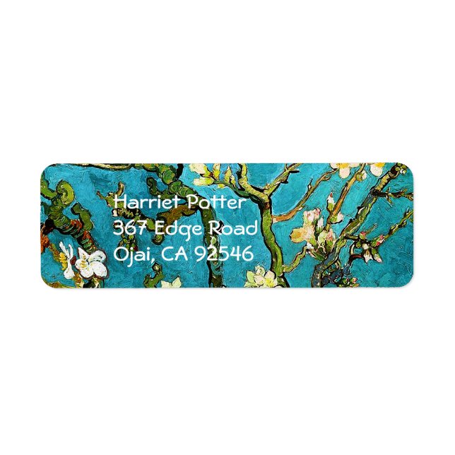 Étiquette Blossoming Almond Tree Van Gogh Fine Art (Devant)