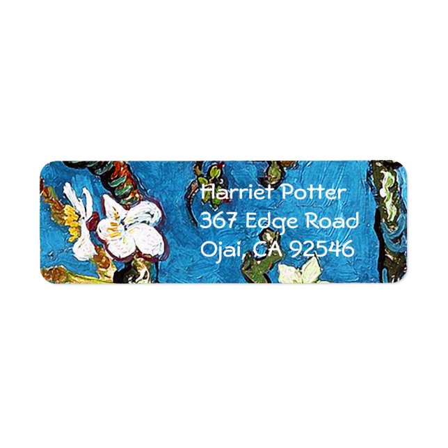 Étiquette Blossoming Almond Tree Van Gogh Fine Art (Devant)