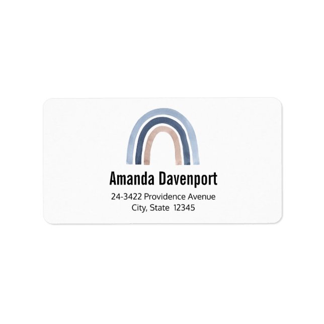 Étiquette Blue and Peach Rainbow Boho Design Address (Devant)