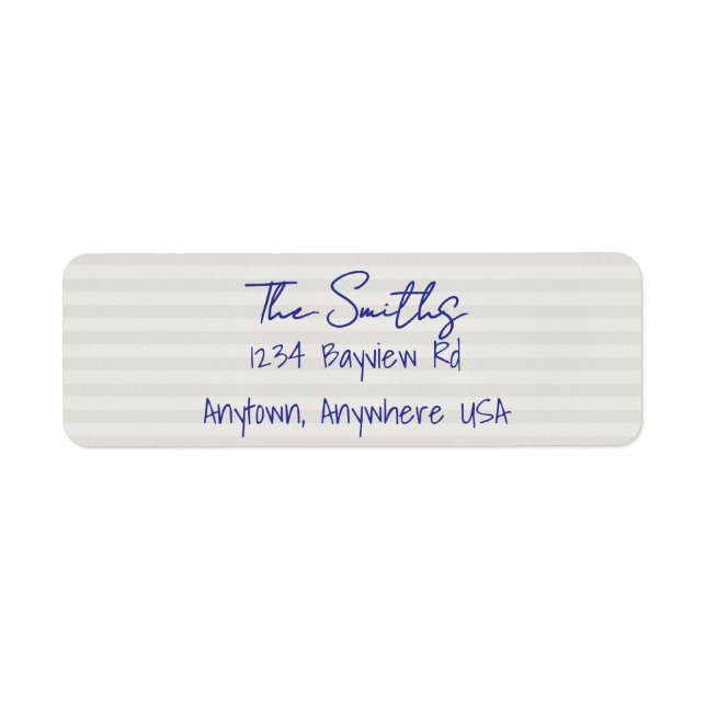 Étiquette Blue Beige Stripe Coastal Christmas Return Address (Devant)