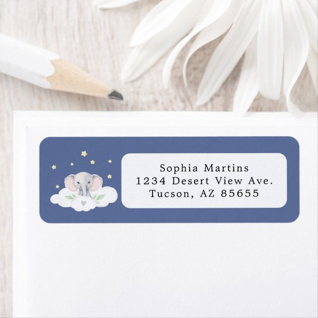 Étiquette Blue Boy Elephant Little Peanut Baby shower (En situation)