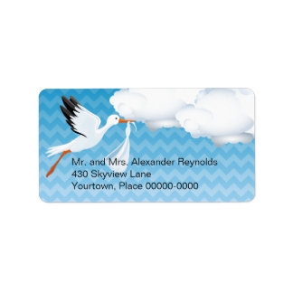 Étiquette Blue Chevron Stork Baby Livré Adresse de retour