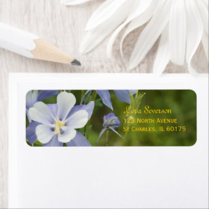 Étiquette Blue Columbine Flowers Adresse de retour