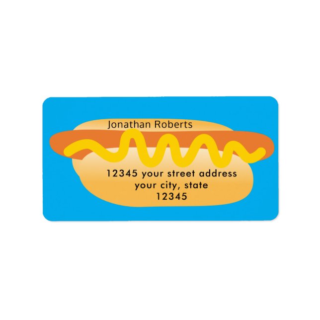 Étiquette Blue Cool Funny Hot Dog Novelty Adresse de retour (Devant)