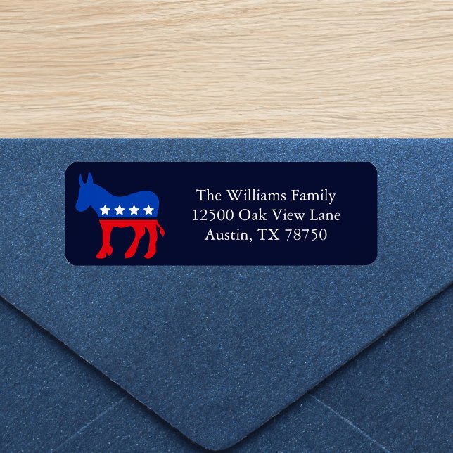 Étiquette Blue Democrat Donkey Political Return Adresse (Créateur téléchargé)