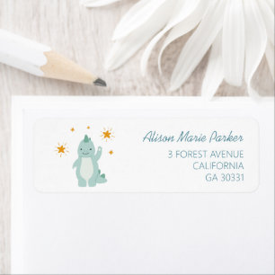 Étiquette Blue Dinosaur Twinkle Stars Baby Return Adresse