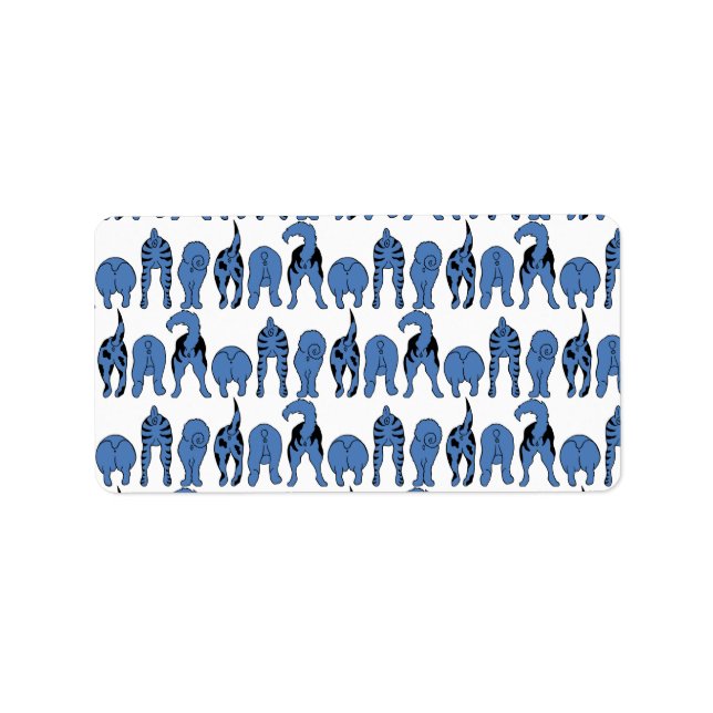 Étiquette Blue Dog Butts Pattern (Devant)
