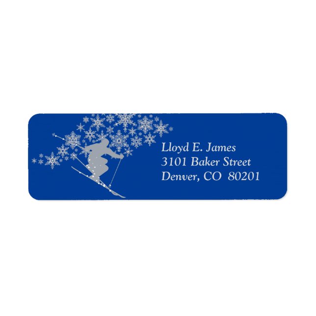 Étiquette Blue Downhill Snow Ski Adresse de retour Label (Devant)