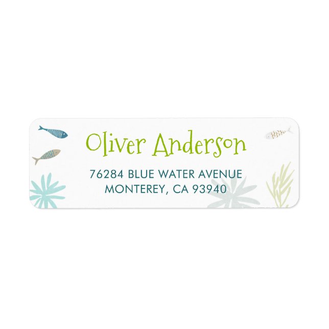 Étiquette Blue Fish Fun Adresse de retour Label 2 (Devant)