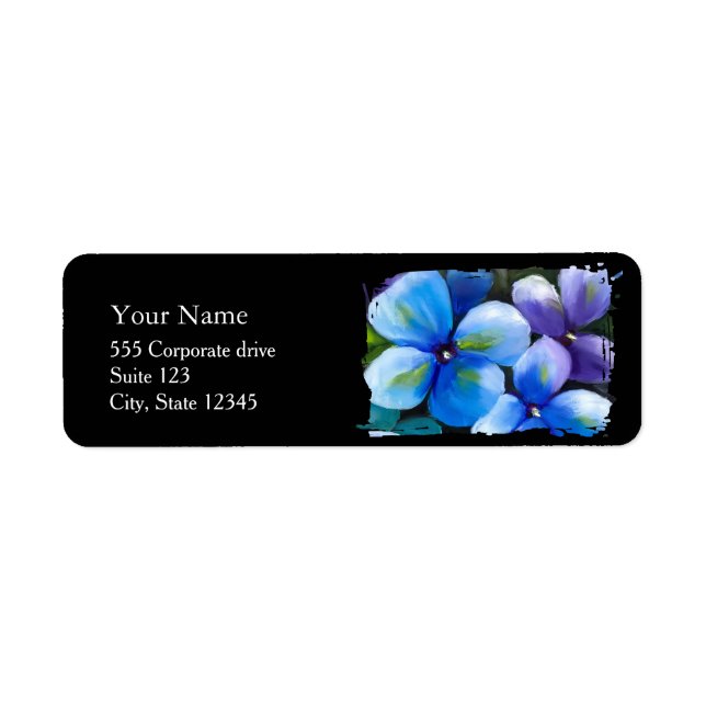 Étiquette Blue Flower Painting Return Address Labels (Devant)