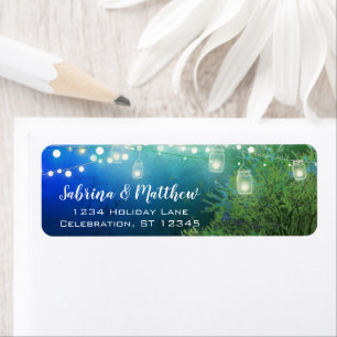 Étiquette Blue Forest Mason Jar Lights Adresse de retour
