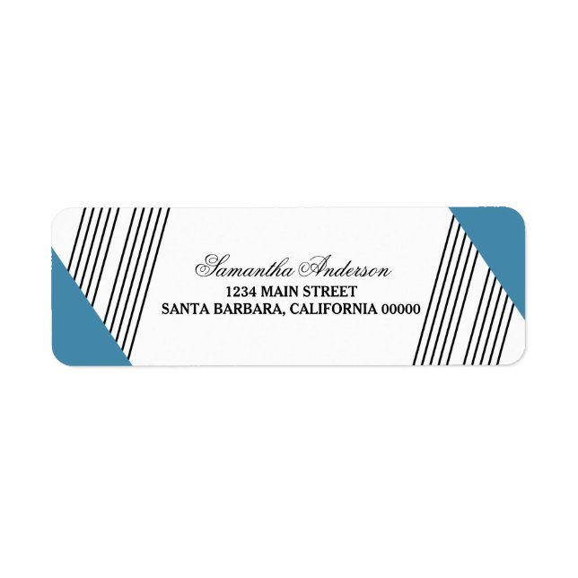 Étiquette Blue Geometric Stripe Address Labels (Devant)