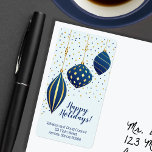 Étiquette Blue Gold Christmas Ornaments and Dots Holiday<br><div class="desc">Holiday labels you can use for anything! Elegant blue and gold holiday Christmas ornaments and dots on a pale blue background with your details in chic lettering. All text, fonts, font colors and background color can be modified, click PERSONALIZE button, then Customize further link. MATCHING invitations and more in our...</div>