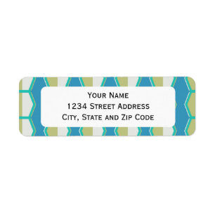 Étiquette Blue Green Hexagon Retro 70's Motif