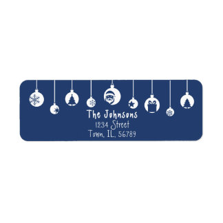 Étiquette Blue Hanging Ornament Return Address Label