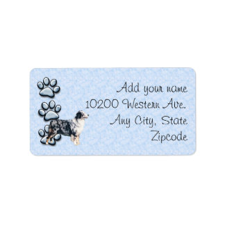 Étiquette Blue Merle Aussie et 3 empreintes bleues