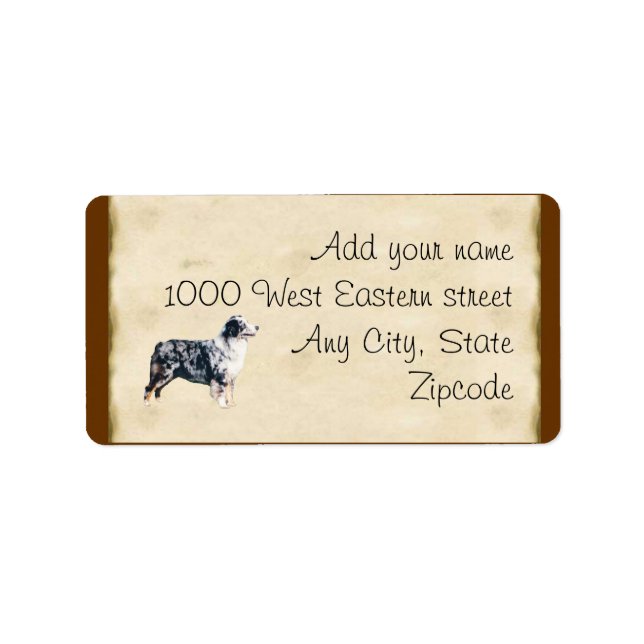 Étiquette Blue Merle Aussie sur Parchment (Devant)